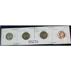 187. 1962D, 63P, 64P, & 64D Jefferson Nickels. MS 64-65.