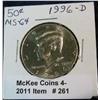 261. 1996 D Kennedy Half Dollar. MS 64.