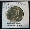 268. 1992 P Kennedy Half Dollar. MS 64.