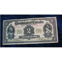 345. 1914 Dominion of Canada Large Size Two Dollar Bank note.