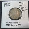 353. 1918 P Buffalo Nickel with Planchet lamination error on reverse.
