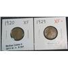 391. 1920 P & 29 P EF Lincoln Cents.