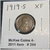 394. 1919 S Lincoln Cent. EF.