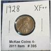 395. 1928 P Lincoln Cent. EF.