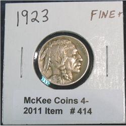 414. 1923 P Buffalo Nickel. F-12.