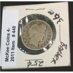 448. 1904 New Orleans Barber Quarter. G/AG.