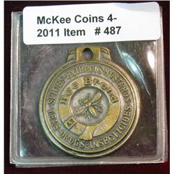 487. Watch Fob "Bee Brand". Baltimore, Md. Bronze.