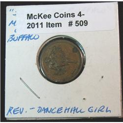 509. Civil War Era Token. "Spirits of Buffalo", drunk riding a Buffalo,