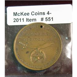 551. Crescent Temple, Trenton, N.J. Shriner's Medal. Holed. EF.