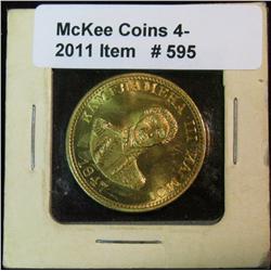 595. 1847 Souvenir Restrike of Hawaii One Cent. BU.