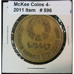 596. Expo 67 American Express Exchequer Club Medal. High relief