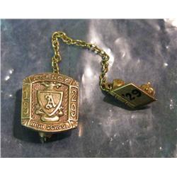702. 1929 Agency (Iowa) High School 12K Gold Pin with dangle.