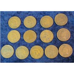 714. 1895-1907 Complete Set of Indian Cents. G-F. (13 pcs.)