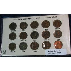 721. Set of (15) Lincoln Memorial Cents in a Special Holder.