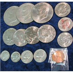 722. (2) 1980D Cents BU; 1963P & 64P Nickels; 1969P & 97D Dimes;
