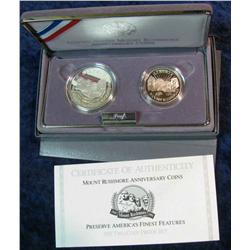 745. 1991 Two-Coin Proof Set of Mount Rushmore Anniversary Coins.
