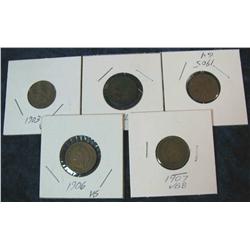 1051. 1903, 04 05 06 & 07 Indian Head Cents. G-VG.