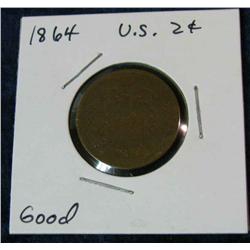1058. 1864 US 2-Cent Piece. G.