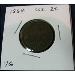 1059. 1864 US 2-Cent Piece. VG
