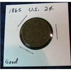 1060. 1865 US 2-Cent Piece. G.