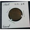 Image 1 : 1062. 1865 US 2-Cent Piece. G.