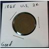 Image 1 : 1064. 1865 US 2-Cent Piece. G.