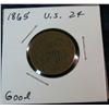 Image 1 : 1065. 1865 US 2-Cent Piece. G.