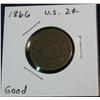 Image 1 : 1067. 1866 US 2-Cent Piece. G.