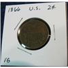 Image 1 : 1068. 1866 US 2-Cent Piece. VG.