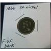Image 1 : 1075. 1866 US 3-Cent Nickel. F-VF Dark.