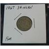 Image 1 : 1090. 1867 US 3-Cent Piece. F
