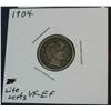 1091. 1904 Barber Dime. VF-EF. Obverse Scratches.