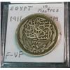 Image 2 : 1118. 1916 Egypt Silver 10-Piastres. F-VF.