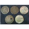 1124.(5) Liberty Seated Half Dimes. Low Grade & Damaged.