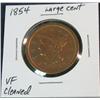 1129. 1854 US Large Cent. VF Cleaned.