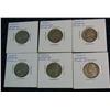 1133. 1938P, 38D, 38S, 39P, 39D & 39S Jefferson Nickels. G-EF.