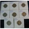 1135. 1938P 38D, 38S, 39S, 40D, 40S, 41S & 42P Jefferson Nickels. G-AU.