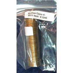 1245. 1956D Lincoln Cent Roll. BU.