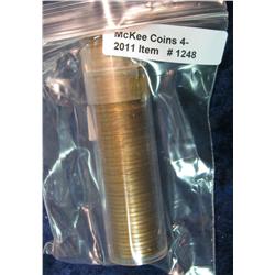 1248. 1957P Lincoln Cent Roll. BU.