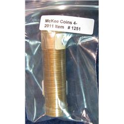 1251. 1957D Lincoln Cent Roll. BU.