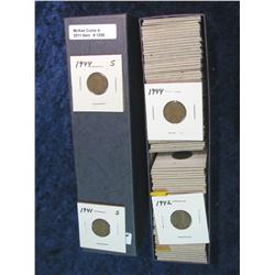 1259. 1941S, 42P,D,S, 44P,D,S, Storage Box of Nice Grade Lincoln Cents.