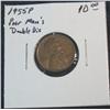 1308. 1955P Poor Man's Double Die Lincoln Cent. EF.