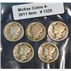 1325. 1916, 16S, 17P, 17D & 17S AG-G Mercury Dimes.