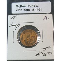 1401. 1863 Hussey's, Special Post, N.Y. Civil War Token.