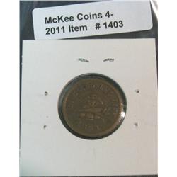 1403. 1863 Washington Market, N.Y. Civil War Token.