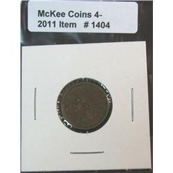 1404. 1863 Liberty Head, Rev Drum & Flags, Civil War Token.