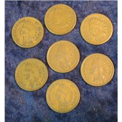1452. 1887, 99, 1900, 02, 03, 04, & 07 Indian Cents. G-VG. (7 pcs.).