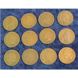 1454. 1887, & 1897-1907 Indian Cents. G-VG. (12 pcs.).