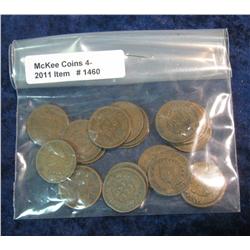 1460. 1887-1893, & 1895-1908 Indian Cents. G-4. (21 pcs.)