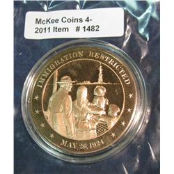 1482. 1924 Immigration Proof Bronze Medal. 42mm. Encased.